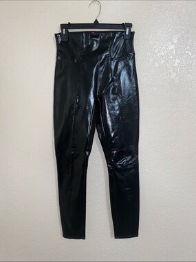 SPANX Black High-Shine Faux Leather Leggings